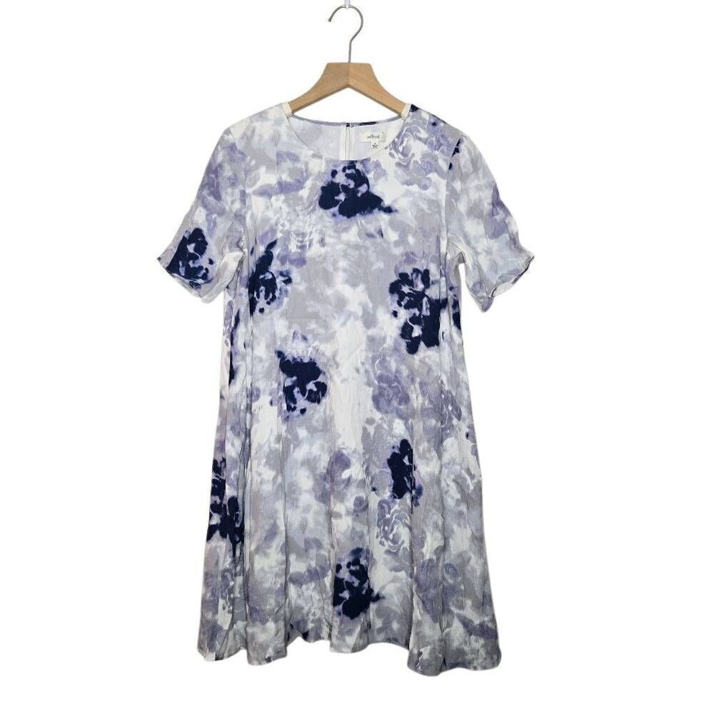 Wilfred Free Aritzia Blue White Shift Dress Size Small